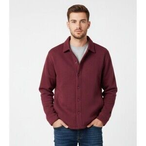 Fabletics Shacket The Go To Merlot Button Up Long Sleeve Mens Medium Maroon EUC